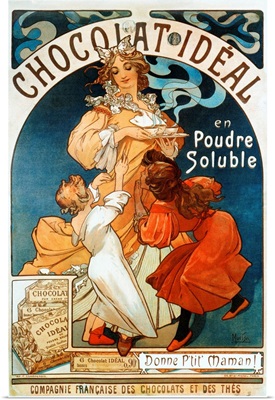 Advertising Poster By Alphonse Mucha For Chocolate Ideal
