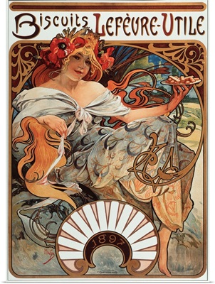 Advertising Poster By Alphonse Mucha For Lefevre Utile Biscuits