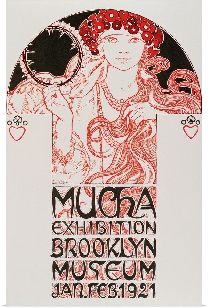Advertising poster by Alphonse Mucha (1860-1939) for "Mucha Exhibition, Brooklyn Museum", 1921.