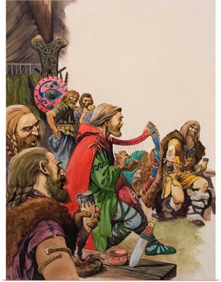 Alfred (849-899) disguised as a minstrel in the camp of King Guthrum