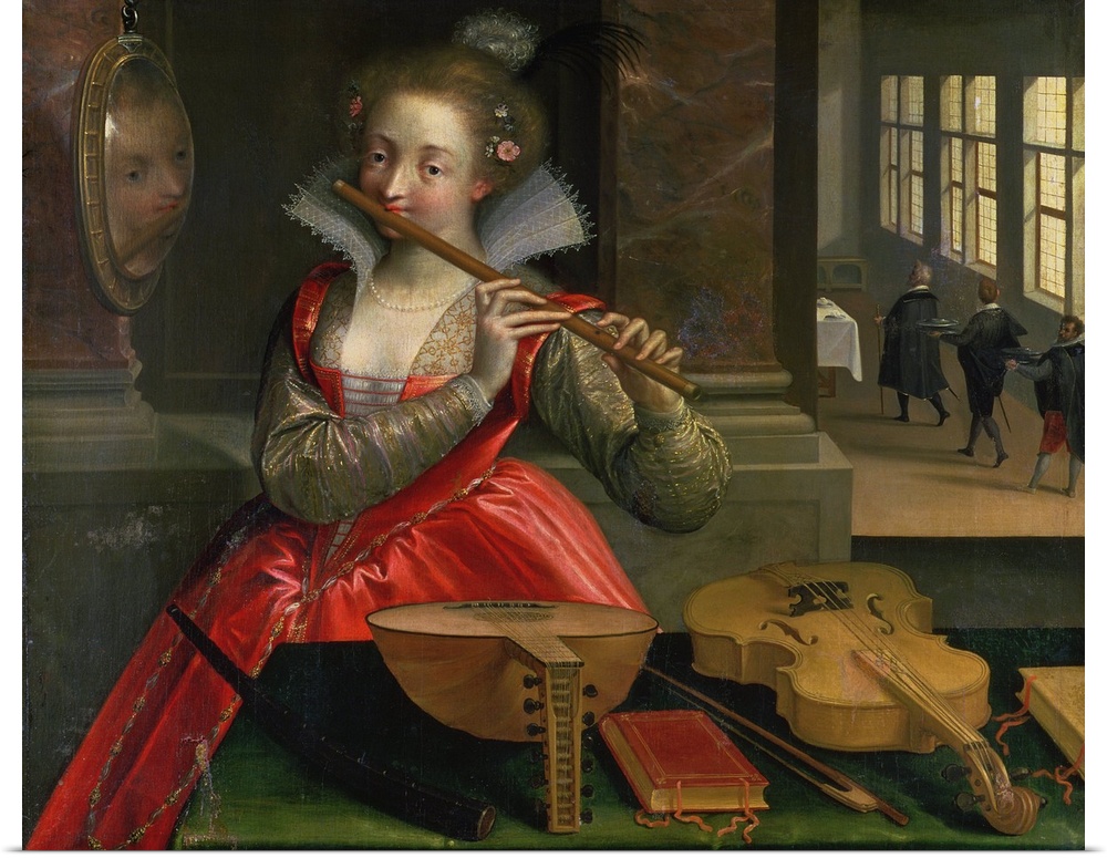 XAM76995 Allegory of Music (the Fluteplayer), c.1600  by Ravesteyn, Dirk de Quade van (fl.1589-1619); oil on canvas; 111x1...