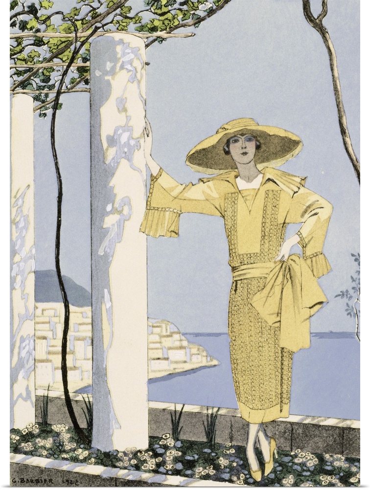 STC227544 Amalfi, illustration of a woman in a yellow dress by Worth, 1922 (pochoir print) by Barbier, Georges (1882-1932)...