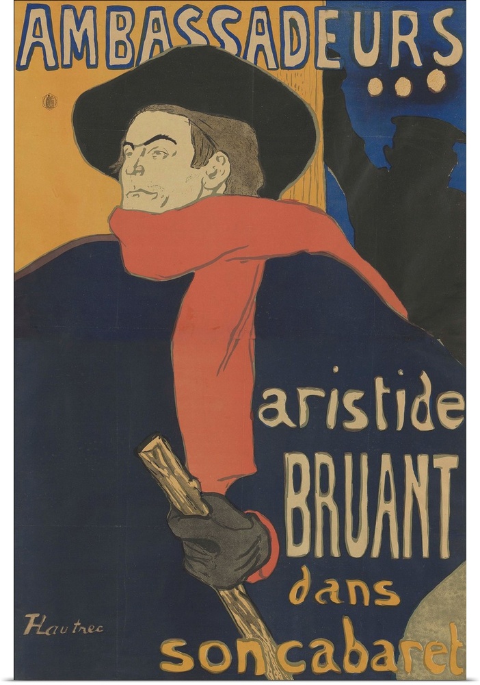 Ambassadeurs: Aristide Bruant, 1892, colour lithograph on tan wove paper.