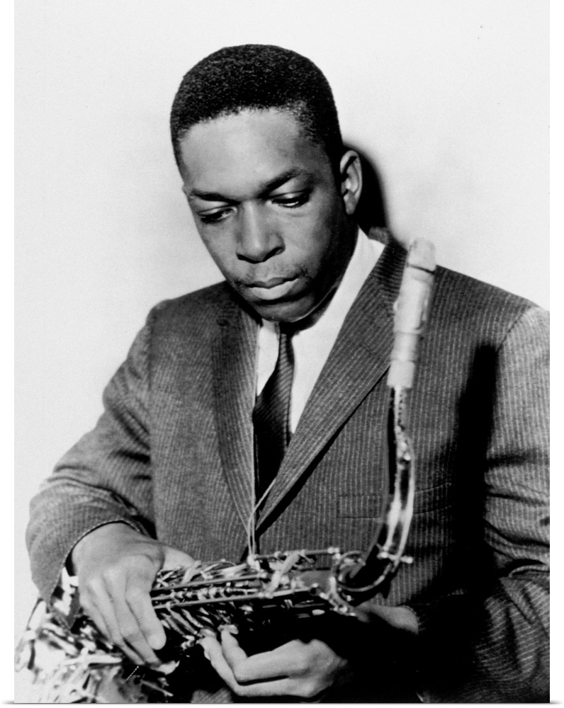 American Jazz Saxophone Player John Coltrane (1926-1967) C. 1957 (b/w photo); (add.info.: american jazz saxophone player J...