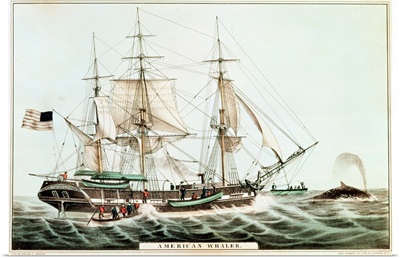 American Whaler, engraved by Nathaniel Currier (1813-88)