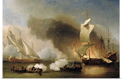 An Action off the Barbary Coast with Galleys and English Ships, c.1695