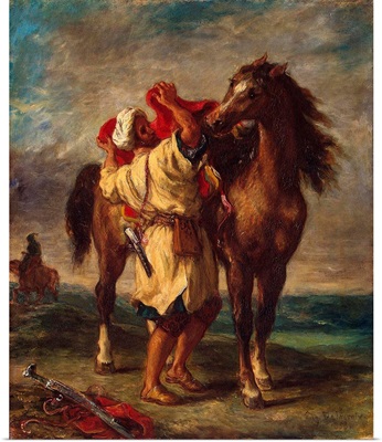 Arab Saddling His Horse, 1855
