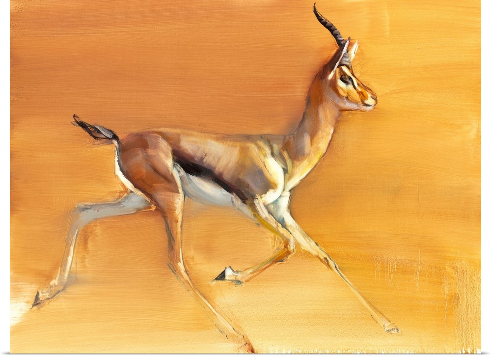 Contemporary wildlife painting of an Arabian Gazelle in the desert.