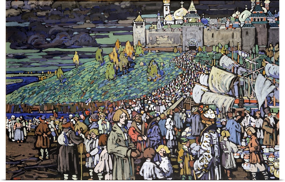 Arrival of the Merchants, 1905 (originally tempera on canvas) by Kandinsky, Wassily (1866-1944)