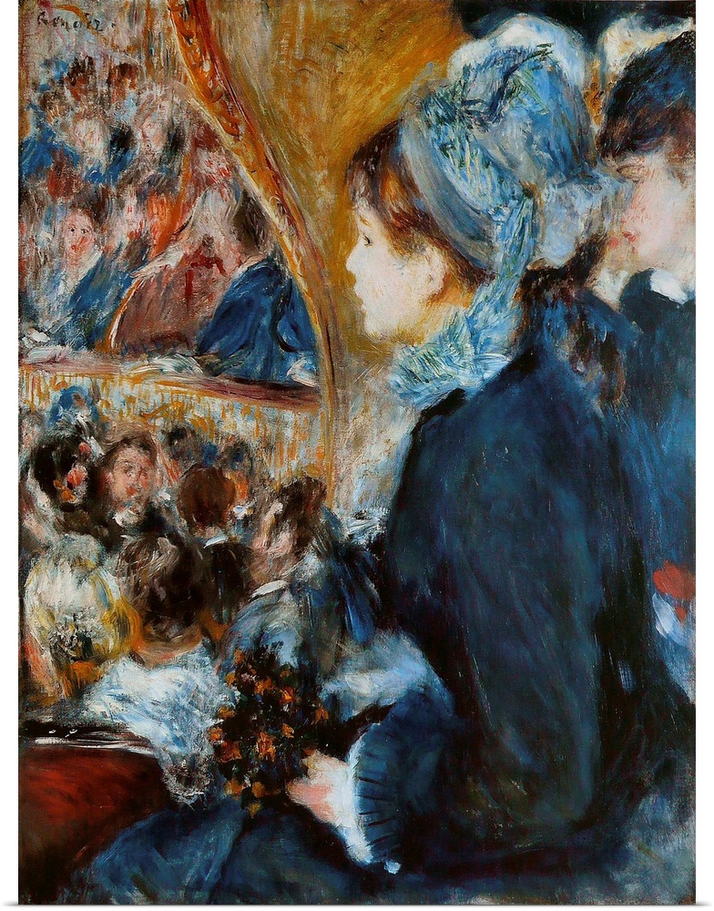 At the Theatre, La Premiere Sortie, 1876-7, oil on canvas.  By Pierre Auguste Renoir (1841-1919).