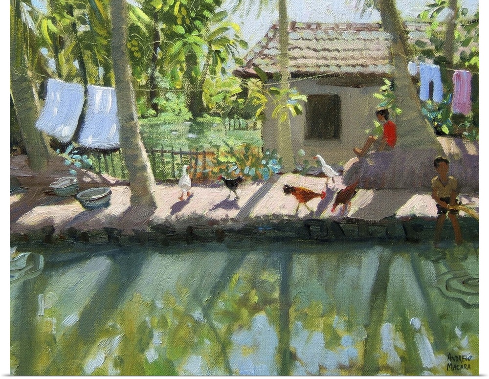 Backwaters, India, oil on canvas, by Andrew Macara.