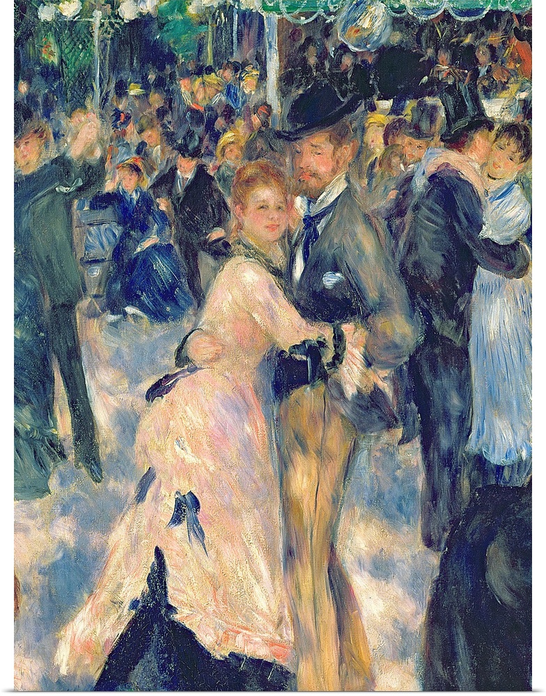 A classic piece of artwork with couples dancing as a crowd behind them looks on. The focus is on one couple that is painte...