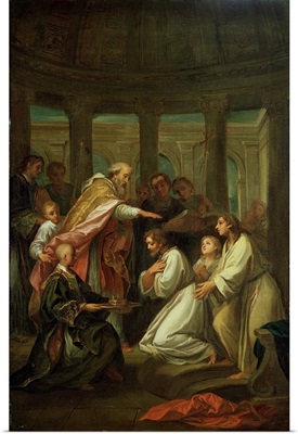 Baptism of St. Augustine (354-430) study for the decoration of the Invalides, 1702