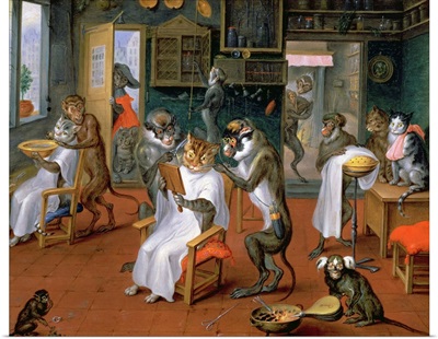 Barber's shop with Monkeys and Cats