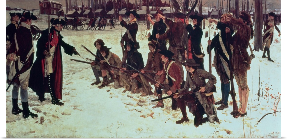 XTD75662 Baron von Steuben drilling American recruits at Valley Forge in 1778, 1911 (oil on canvas)  by Abbey, Edwin Austi...