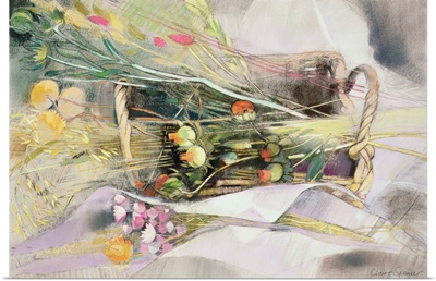 Basket of Dried Flowers ((pastel on paper)