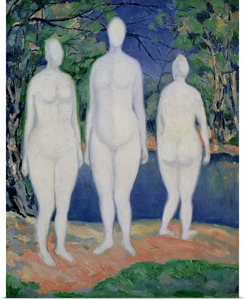 SRM96258 Bathers, 1908 (oil on canvas) by Malevich, Kazimir Severinovich (1878-1935); 59x48 cm; State Russian Museum, St. ...