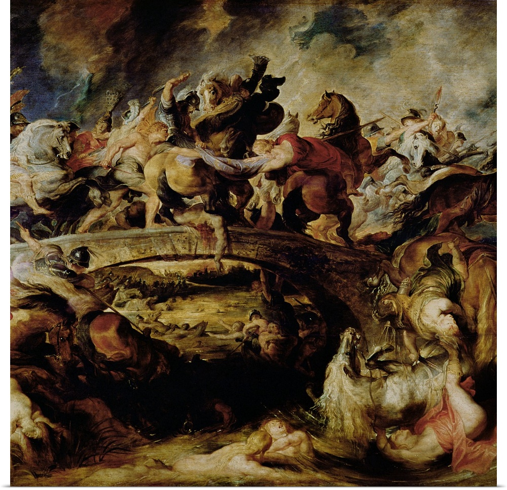 BAL8539 Battle of the Amazons and Greeks (detail), c.1617 (oil on panel)  by Rubens, Peter Paul (1577-1640); 121x165 cm; A...