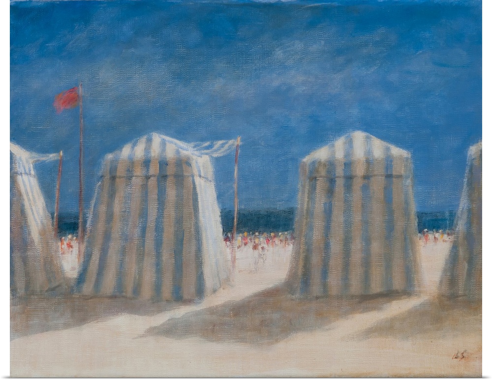 Beach Tents, Brittany, 2012 by Lincoln Seligman, acrylic on canvas.