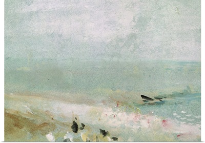Beach with figures and a jetty. c.1830