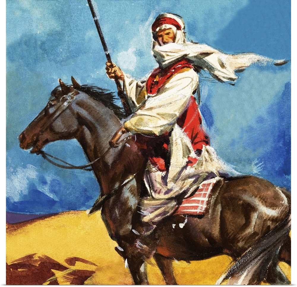 Bedouin tribesman. Panel from cover of Look and Learn no. 184, 24 July 1965.