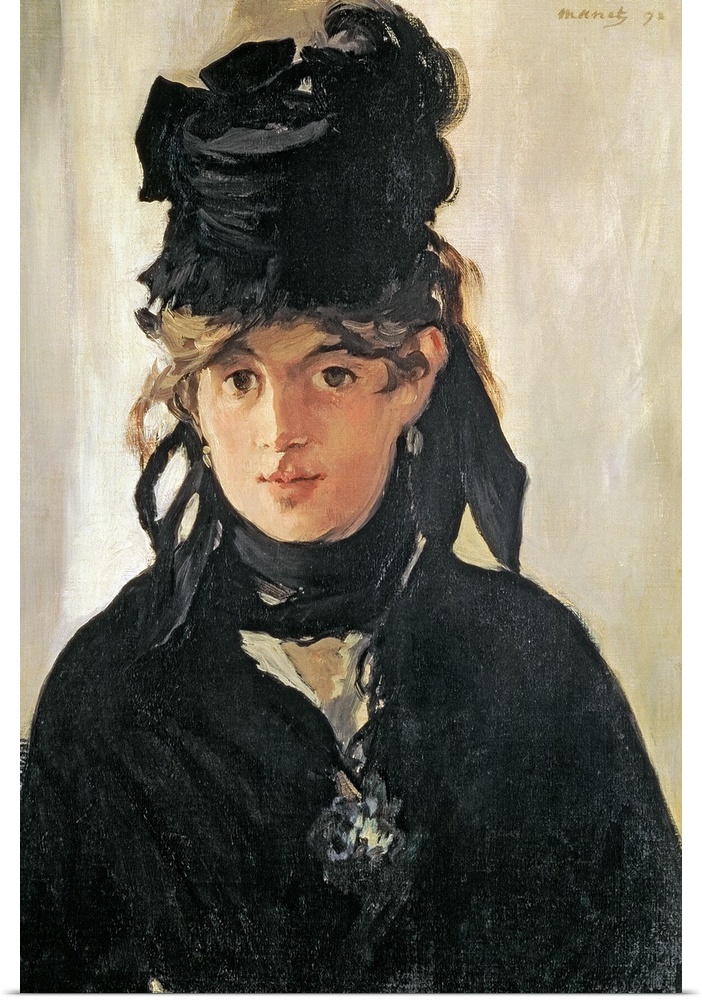 XIR36825 Berthe Morisot with a Bouquet of Violets, 1872 (oil on canvas)  by Manet, Edouard (1832-83); 55x39 cm; Musee d'Or...