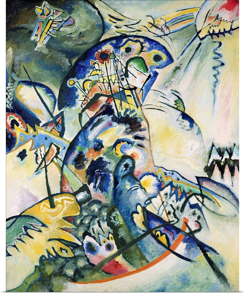 Blue Comb, 1917 (originally oil on canvas) by Kandinsky, Wassily (1866-1944)