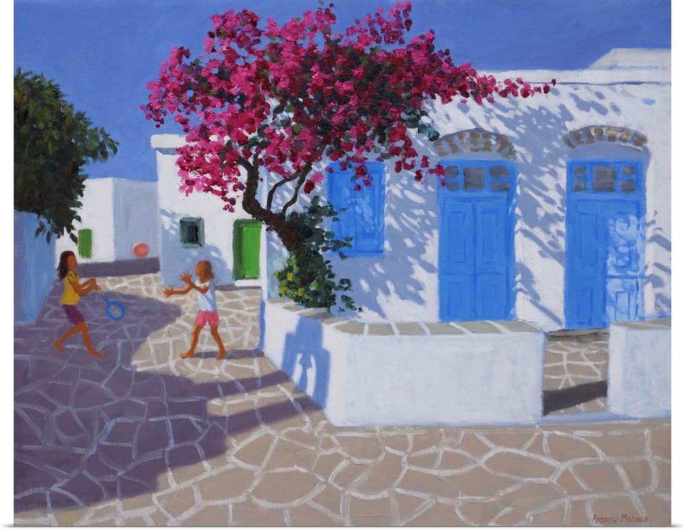 Blue doors, Folygandros, Greek Islands, 2017, (originally oil on canvas) by Macara, Andrew
