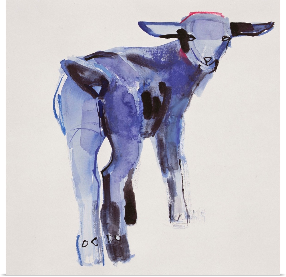 Contemporary painting of a young goat.