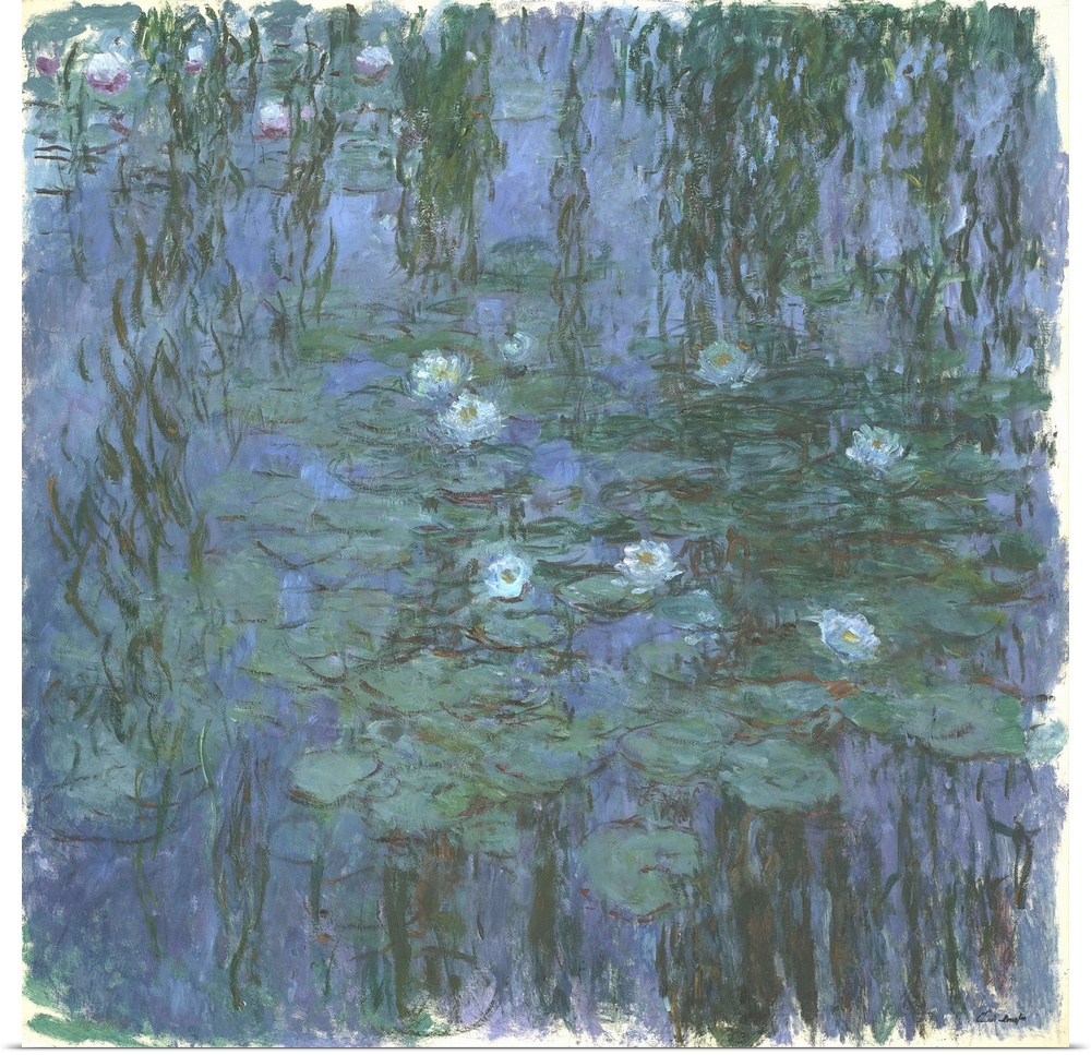 Blue Nympheas, oil on canvas.  By Claude Monet (1840-1926).
