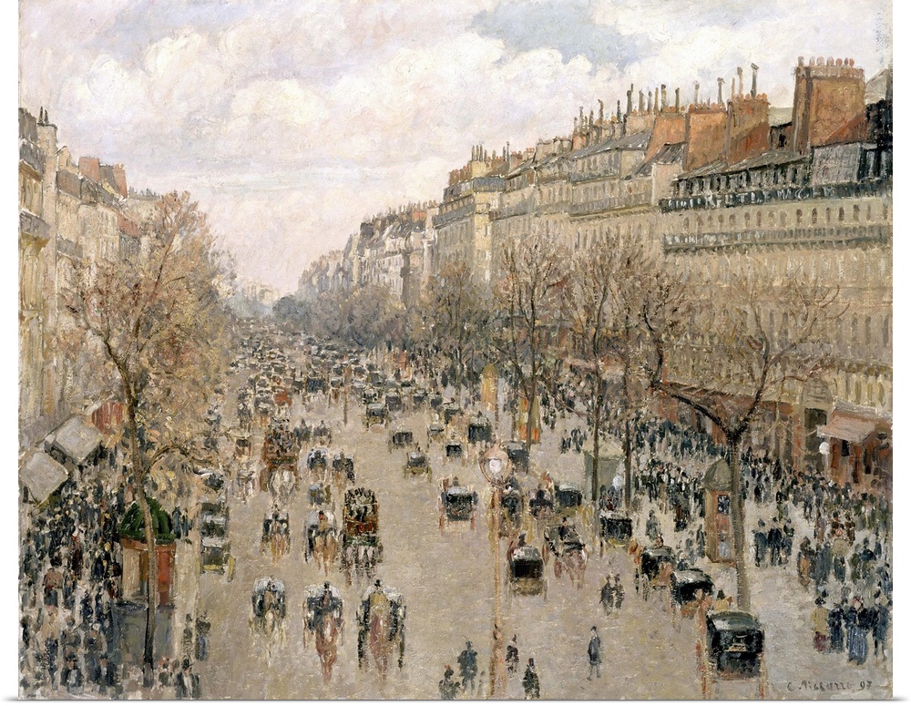 Boulevard Montmartre, Afternoon Sun, 1897, oil on canvas.  By Camille Pissarro (1830-1903).