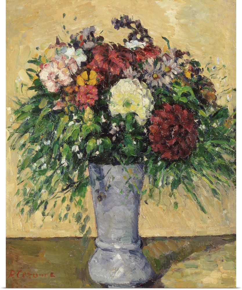 BAL183889 Bouquet of Flowers in a Vase, c.1877 (oil on canvas); by Cezanne, Paul (1839-1906); Hermitage, St. Petersburg, R...