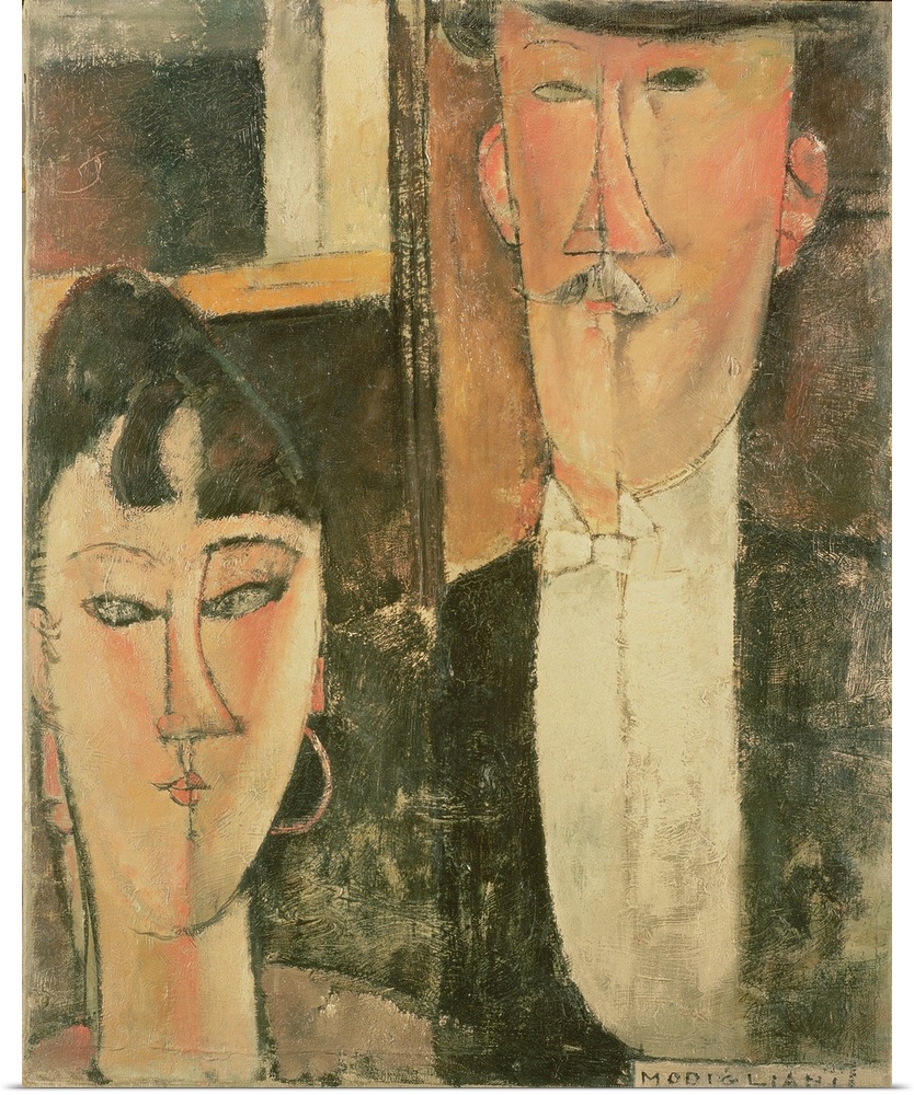 SSI64349 Bride and Groom (The Couple), 1915-16 by Modigliani, Amedeo (1884-1920); Metropolitan Museum of Art, New York, US...