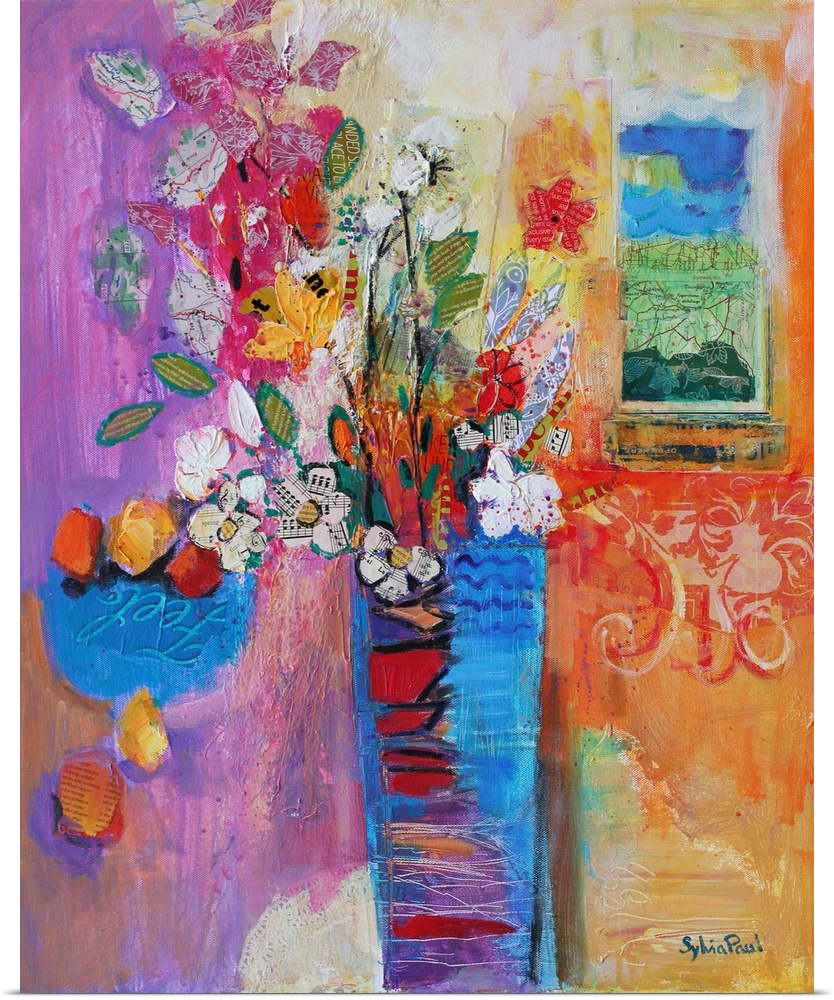 Contemporary painting of a flower still-life.