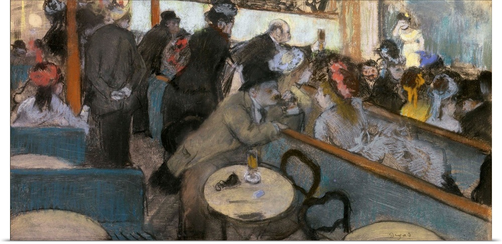 Cafe-Concert, The Spectators, c.1876-77, pastel over monotype on buff wove paper, laid down on tan card.