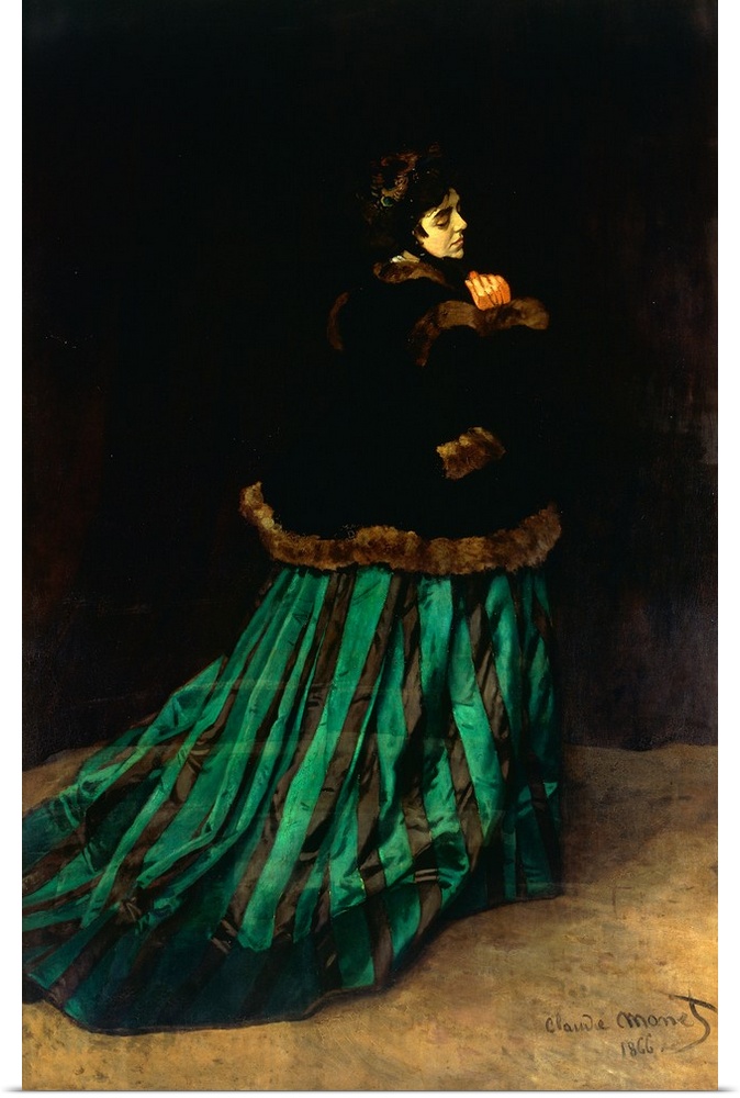 Camille, The woman in the green dress, 1866, oil on canvas.  By Claude Monet (1840-1926).