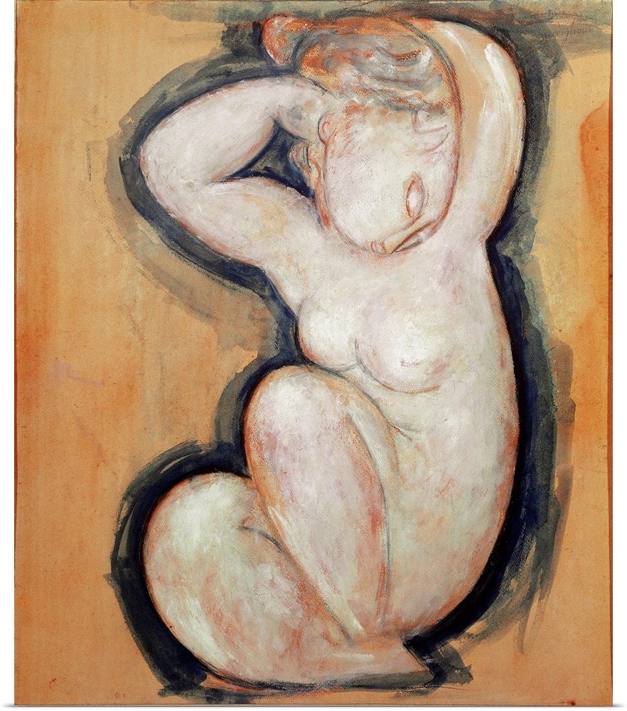 Cariatid. Painting by Amedeo MOGILIANI (1884-1920), 1913-1914 Oil. Paris. Centre National d'Art et de Culture Georges Pomp...
