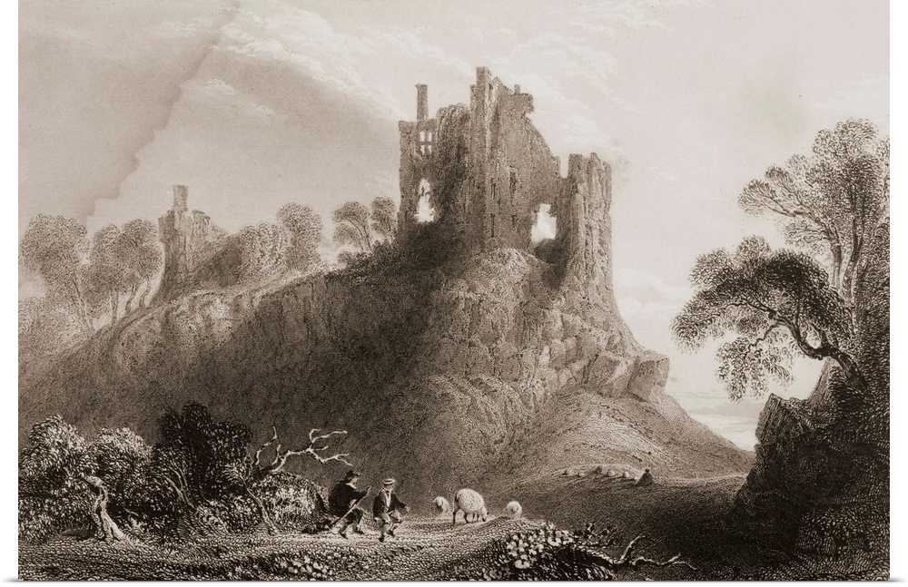 Carrigogunnell Castle, Near Limerick, County Limerick, Ireland, from 'Scenery and Antiquities of Ireland' by George Virtue...
