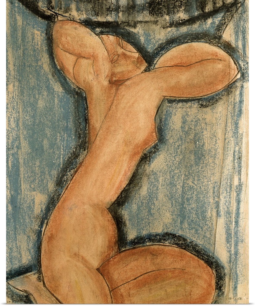 XIR155403 Caryatid, 1911 (pastel on paper)  by Modigliani, Amedeo (1884-1920); Musee d'Art Moderne de la Ville de Paris, P...