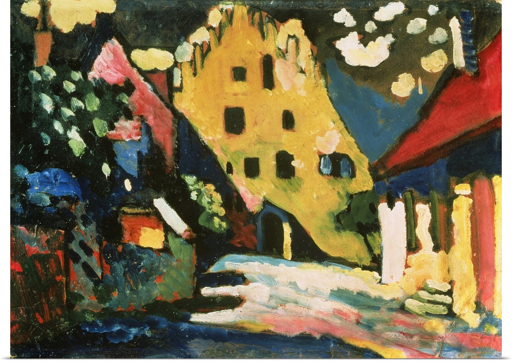 Castle Yard, Murnau, 1908 (originally oil on canvas) by Kandinsky, Wassily (1866-1944)