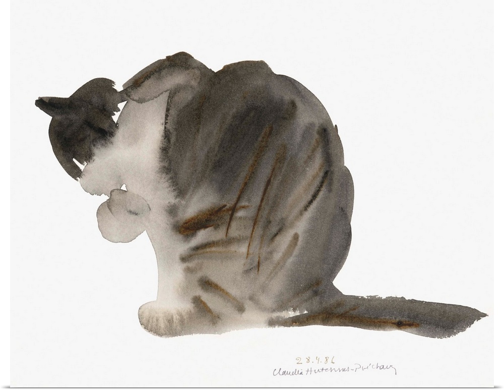Contemporary watercolor painting of a cat.