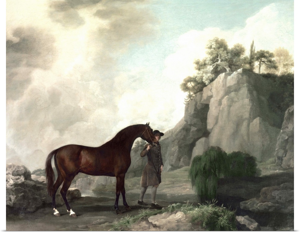 BAL2026 'Cato' and Groom (oil on canvas)  by Stubbs, George (1724-1806); Private Collection; English, out of copyright