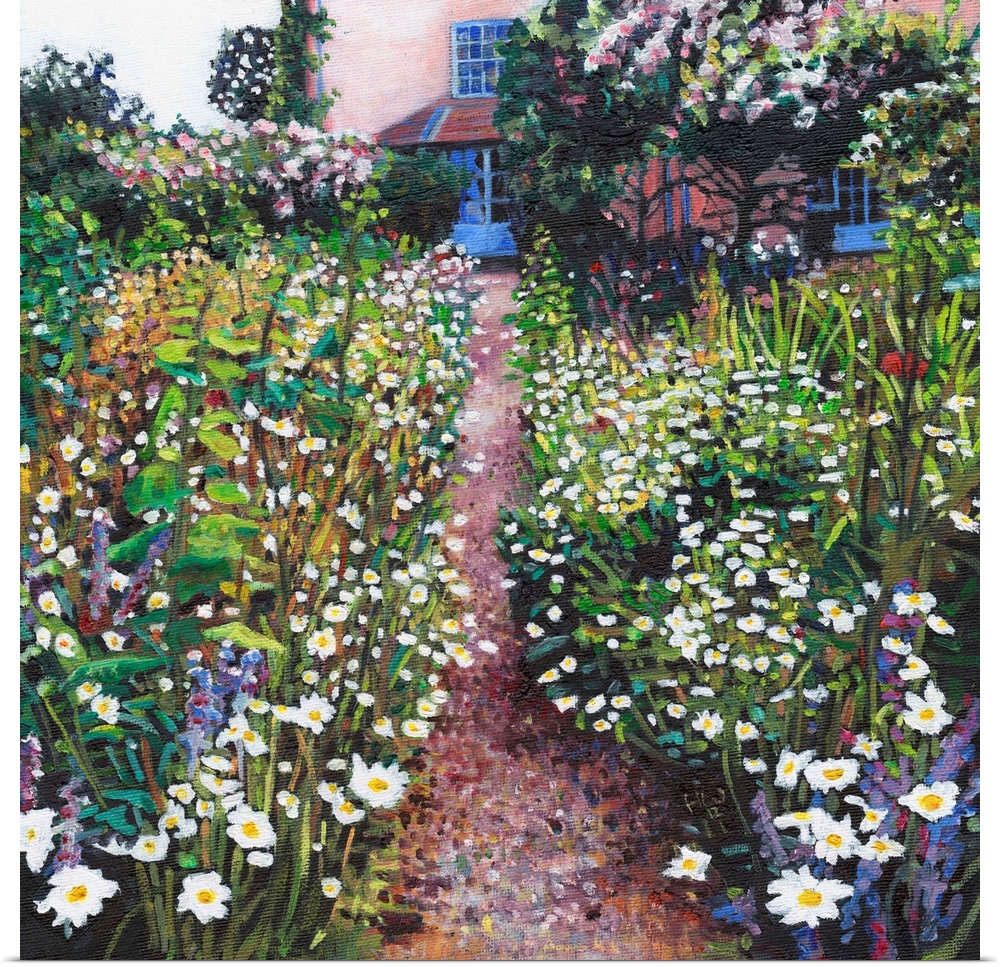 Contemporary painting of a lush green garden.