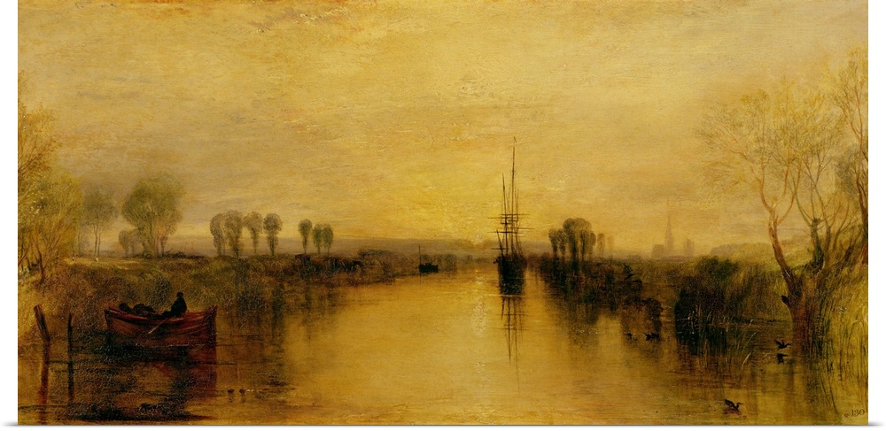 BAL75937 Chichester Canal, c.1829  by Turner, Joseph Mallord William (1775-1851); oil on canvas; 63.5x132.1 cm; Petworth H...