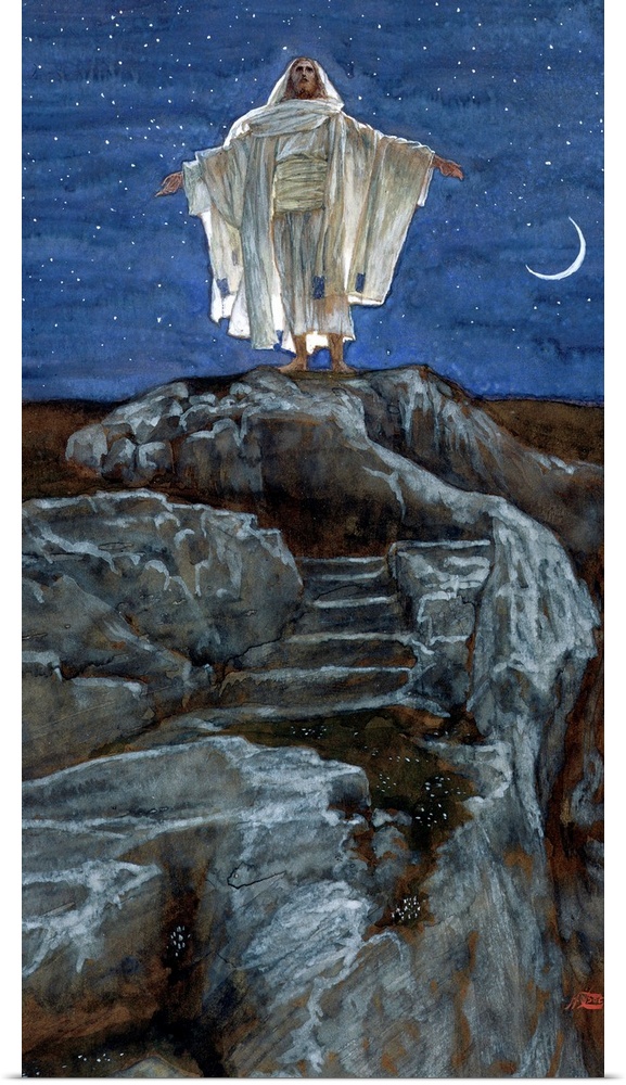 TBM182219 Christ Going Out Alone into a Mountain to Pray, illustration for 'The Life of Christ', c.1886-94 (w/c
