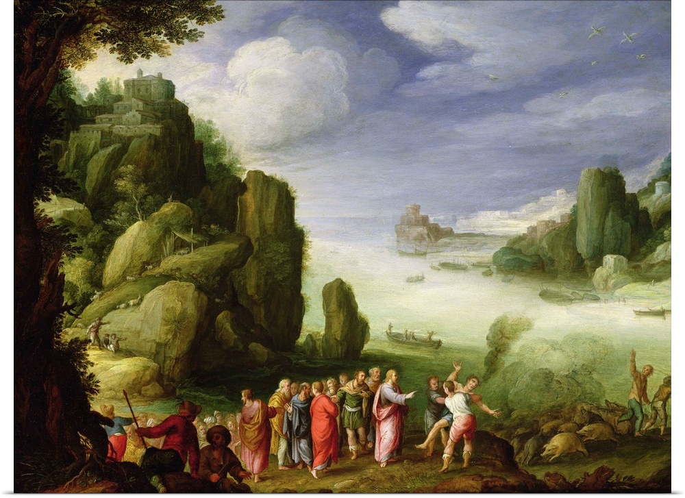 BAL93455 Christ Healing the Possessed of Gerasa, 1608 (oil on copper)  by Brill or Bril, Paul (1554-1626); 26.9x35.1 cm; P...