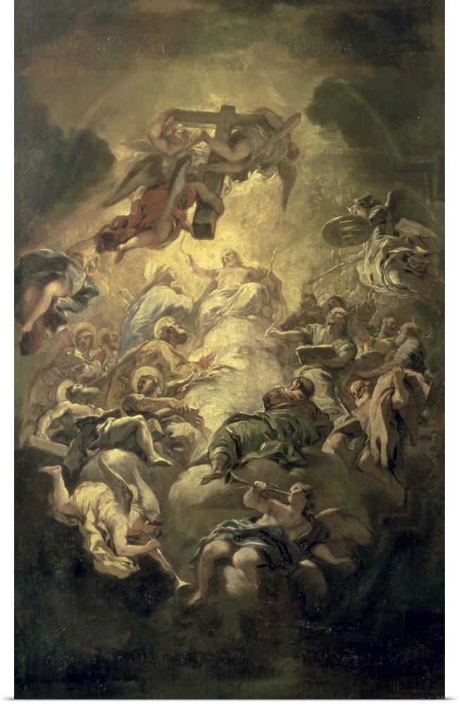 XAM72534 Christ in Glory  by Giordano, Luca (1634-1705); oil on canvas; 95.5x62.5 cm; Private Collection; Italian, out of ...