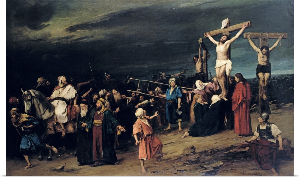 BAL49154 Christ on the Cross, 1884 (oil on canvas)  by Munkacsy, Mihaly (1844-1900); 460x712 cm; Hungarian National Galler...