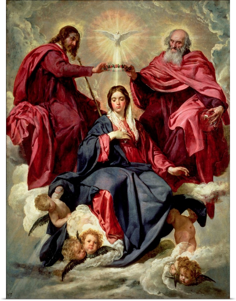 XIR61813 Coronation of the Virgin, c.1641-42 (oil on canvas)  by Velazquez, Diego Rodriguez de Silva y (1599-1660); 176x12...