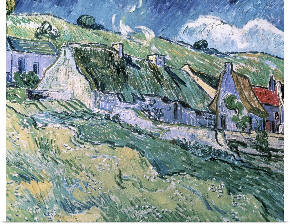 XIR47603 Cottages at Auvers-sur-Oise, 1890 (oil on canvas)  by Gogh, Vincent van (1853-90); 60x73 cm; Hermitage, St. Peter...